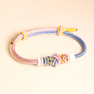 Buddha Gift Two-Color Rope Handcrafted Eight Thread Peace Knot Luck Connection Bracelet