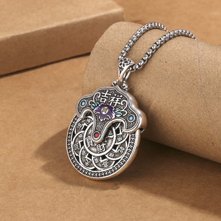 Buddha Gift Peony Flower Copper Coins Wealth Necklace Pendant