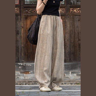 Buddha Gift Ramie Cotton Linen Pants Tie-dye Design Trousers Loose Zen Yoga Women's Pants with Pockets