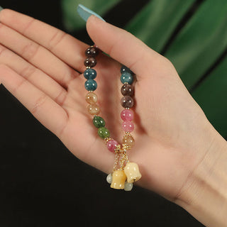 Buddha Gift Natural Colorful Tourmaline Flower Bead Love Bracelet