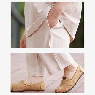 Buddha Gift 2Pcs Shirt Top Pants Meditation Zen Tai Chi Cotton Linen Clothing Women's Set