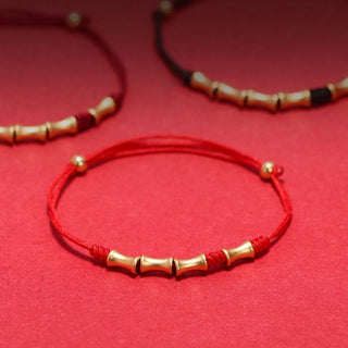 Buddha Gift 925 Sterling Silver Bamboo Design Protection Luck Braided Bracelet