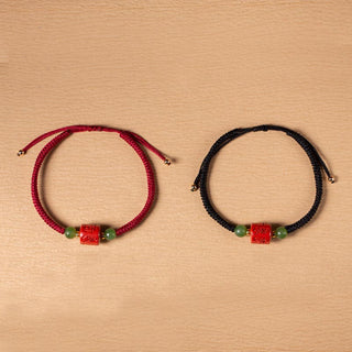 Buddha Gift Tibetan Cinnabar Om Mani Padme Hum Engraved Blessing Braided Rope Bracelet