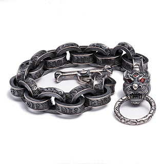 Buddha Gift 925 Sterling Silver Dragon Kirin Om Mani Padme Hum Success Strength Bracelet Bangle