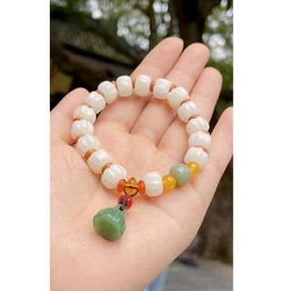 Buddha Gift Natural Bodhi Seed Red Agate Bodhi Calm Harmony Engraved Pumpkin Bead Lotus Bracelet