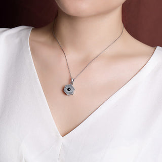 Buddha Gift 990 Sterling Silver Tibetan Om Mani Padme Hum Lotus Love Projection Necklace Pendant