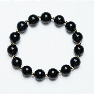 Buddha Gift 2Pcs Black Onyx Bead Support Protection String Bracelet