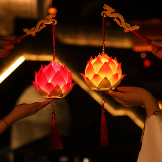 Buddha Gift DIY Lotus Flower Dragon Lantern Tassel Lamp Decoration