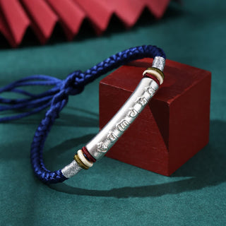 Buddha Gift 999 Sterling Silver Om Mani Padme Hum Protection Strength String Bracelet