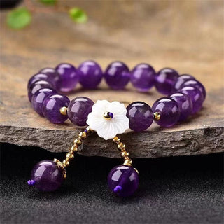 Buddha Gift Natural Amethyst Crystal Flower Spiritual Healing Bracelet