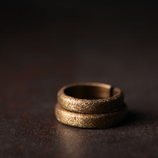 Buddha Gift Tibetan Vintage Texture Design Copper Luck Couple Ring