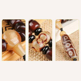 Buddha Gift 108 Mala Beads Three-eyed Dzi Bead Nine-eye Dzi Bead Jade Luck Bracelet