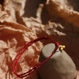 Buddha Gift 925 Sterling Silver Gold Plated Luck Red String Bracelet