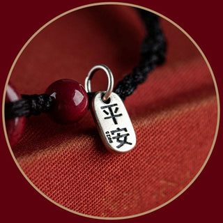 Buddha Gift Handmade Cinnabar Peace Buckle Safe and Healthy Charm Blessing String Bracelet Anklet