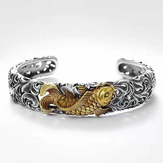 Buddha Gift Koi Fish Grass Pattern Prosperity Wealth Bracelet Bangle