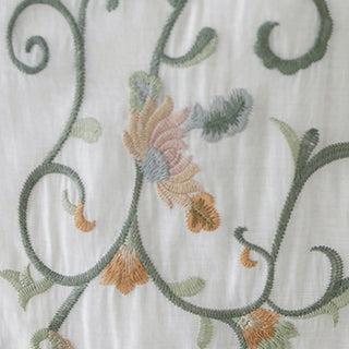 Buddha Gift 2Pcs Flower Embroidery Short Sleeve Tee T-shirt Wide Leg Pants Set