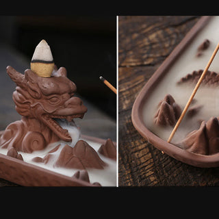 Buddha Gift Dragon Mountain Strength Ceramic Incense Burner Decoration