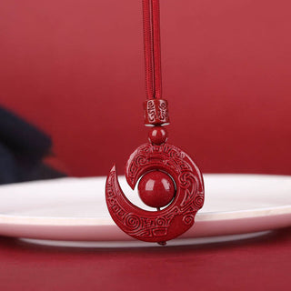 Buddha Gift One's Luck Improves Design Patern Natural Cinnabar Concentration Necklace Pendant