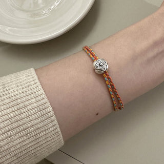 Buddha Gift 999 Sterling Silver Persimmon Luck Multicolored Braided Bracelet