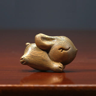 Buddha Gift Green Sandalwood Small Mini Cute Rabbit Bunny Peace Decorations