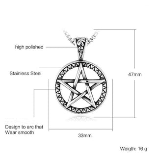 Buddha Gift Pentagram Titanium Steel Balance Necklace Pendant