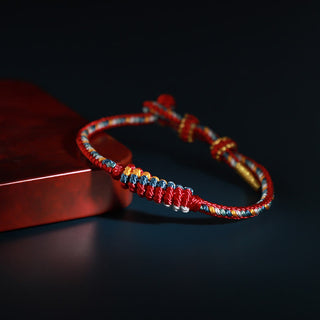 Buddha Gift Tibetan Handmade Eight Thread Peace Knot Prayer Wheel Braided Protection Bracelet