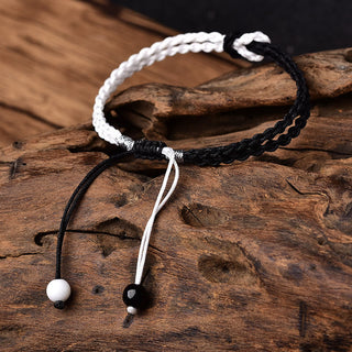 Buddha Gift Handmade Black White Rope Braided Healing Bracelet
