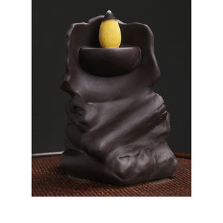 Buddha Gift Halloween Skull Head Purple Clay Healing Incense Burner Decoration