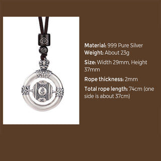 Buddha Gift 999 Sterling Silver Om Mani Padme Hum Engraved Wisdom Necklace Rope Pendant