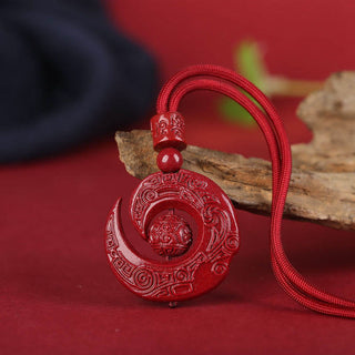 Buddha Gift One's Luck Improves Design Patern Natural Cinnabar Concentration Necklace Pendant