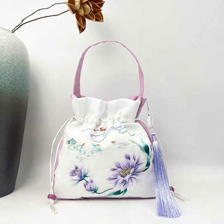 Buddha Gift Suzhou Embroidery Rabbit Lotus Epiphyllum Peony Magnolia Silk Tote Crossbody Bag Shoulder Bag Handbag