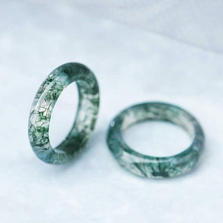 Buddha Gift Moss Agate Healing Balance Ring