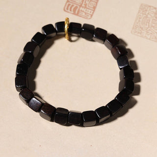 Buddha Gift Tibetan Ebony Wood Square Beads Peace Calm Bracelet