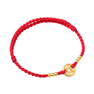 Buddha Gift Copper Coin Strength Braided String Bracelet Anklet
