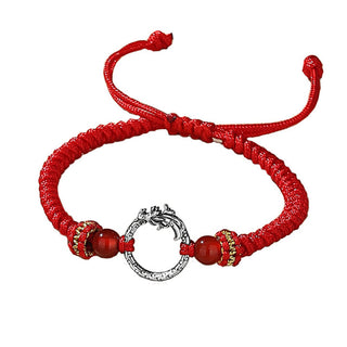 Buddha Gift Handmade 925 Sterling Silver Year of the Dragon Phoenix Peace Buckle Luck Couple Bracelet