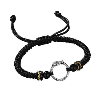 Buddha Gift Handmade 925 Sterling Silver Year of the Dragon Phoenix Peace Buckle Luck Couple Bracelet