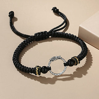 Buddha Gift Handmade 925 Sterling Silver Year of the Dragon Phoenix Peace Buckle Luck Couple Bracelet