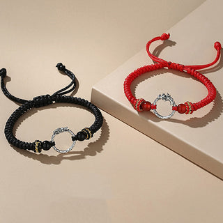 Buddha Gift Handmade 925 Sterling Silver Year of the Dragon Phoenix Peace Buckle Luck Couple Bracelet