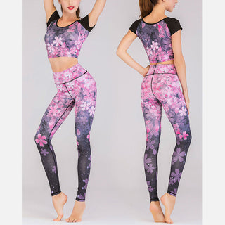Buddha Gift 2Pcs Lotus Phoenix Spring Flowers Peacock Print Top Pants Sports Fitness Yoga Women's Yoga Sets