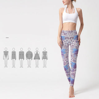 Buddha Gift Flowers Leaves Birds Print Pants Sports Fitness Yoga Leggings Women's Yoga Pants