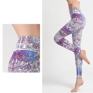 Buddha Gift Flowers Leaves Birds Print Pants Sports Fitness Yoga Leggings Women's Yoga Pants