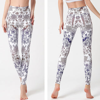 Buddha Gift Flowers Leaves Birds Print Pants Sports Fitness Yoga Leggings Women's Yoga Pants