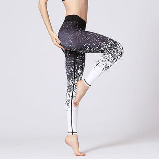 Buddha Gift Lines Weeds Sakura Flowers Black Tree Print Pants Sports Fitness Yoga Leggings Women's Yoga Pants