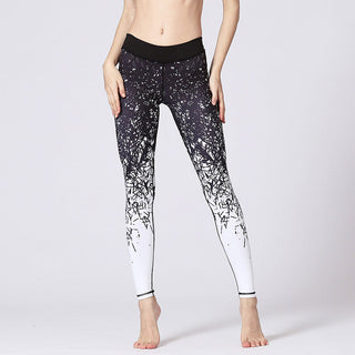 Buddha Gift Lines Weeds Sakura Flowers Black Tree Print Pants Sports Fitness Yoga Leggings Women's Yoga Pants