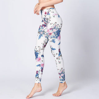Buddha Gift Pink Flower White Colorful Ink White Print Leggings Sports Fitness Yoga Women's Pants