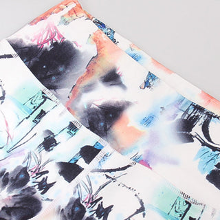 Buddha Gift Pink Flower White Colorful Ink White Print Leggings Sports Fitness Yoga Women's Pants