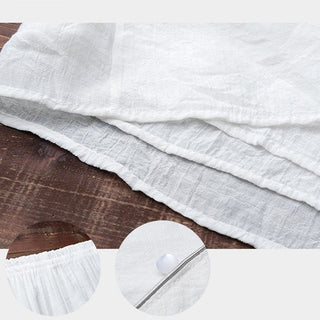 Buddha Gift 2Pcs Simple Design White Top Pants Meditation Yoga Zen Tai Chi Cotton Linen Clothing Women's Set