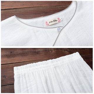 Buddha Gift 2Pcs Simple Design White Top Pants Meditation Yoga Zen Tai Chi Cotton Linen Clothing Women's Set