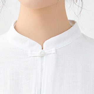 Buddha Gift 2Pcs Simple Chinese Frog Button Design Top Pants Meditation Yoga Zen Tai Chi Cotton Clothing Women's Set