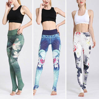 Buddha Gift Lotus Flower Print Design Pants Sports Fitness Yoga Leggings Women's Yoga Pants
